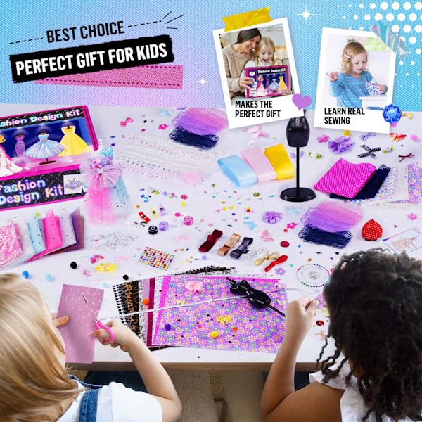 500-dels Fashion Designer-kit för flickor Kreativitet DIY Konst & Hantverk Kit för Barn med Mode Design Skissbok, 4 Mannequiner, Barn Flickor Födelsedagspresent B