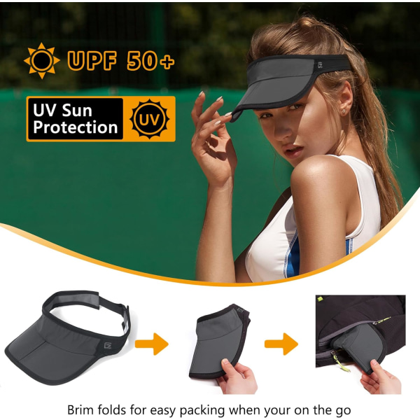 Foldbar solskyggehat UPF 50+ letvægtsjusterbar Grey