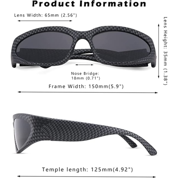 Y2K Wrap Around Fashion Solbriller Sølv Oval Nuancer Sports Solbriller Cyber ​​Æstetiske briller til kvinder Mænd