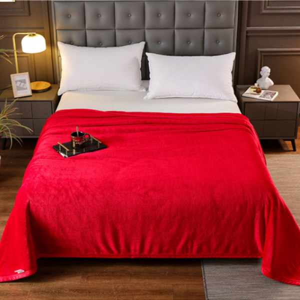Blødt fleece tæppe Super blødt hyggeligt sengetæppe red 200*230 cm
