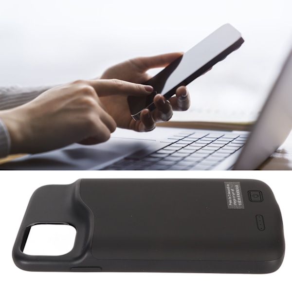 Batterifodral för IOS 11 Pro Max 6,5 tum Utökad Laddning Skyddande Fodral 6000mAh Uppladdningsbar Indikator Smalt Fodral Black