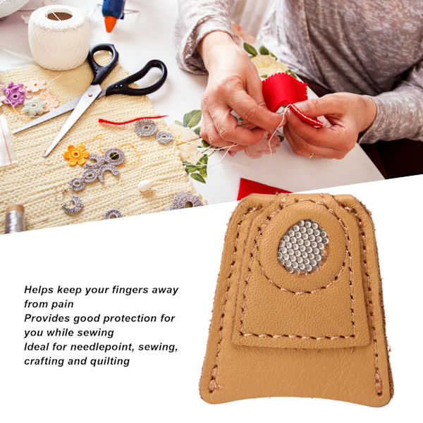 2 stk Læder Mynt Thimble Pad DIY Håndværk Kødkvægslæder Fingerbeskyttere til Syning Quilting