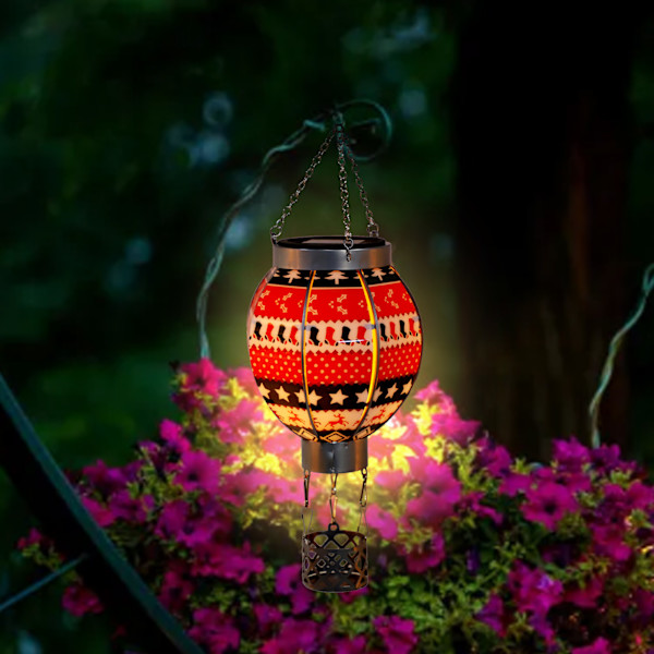 Utendørs Solcellelys Jul Varmtluftballong Henge Automatisk Solcellelampe for Hage Patio