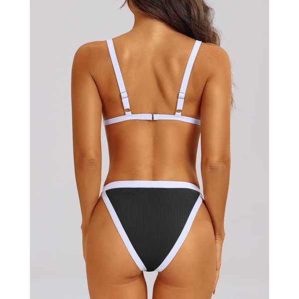 WJSMWomen Triangelbikiniset Halter Tvådelad Sexig Baddräkt String Knyt Sida Baddräkt Black White L