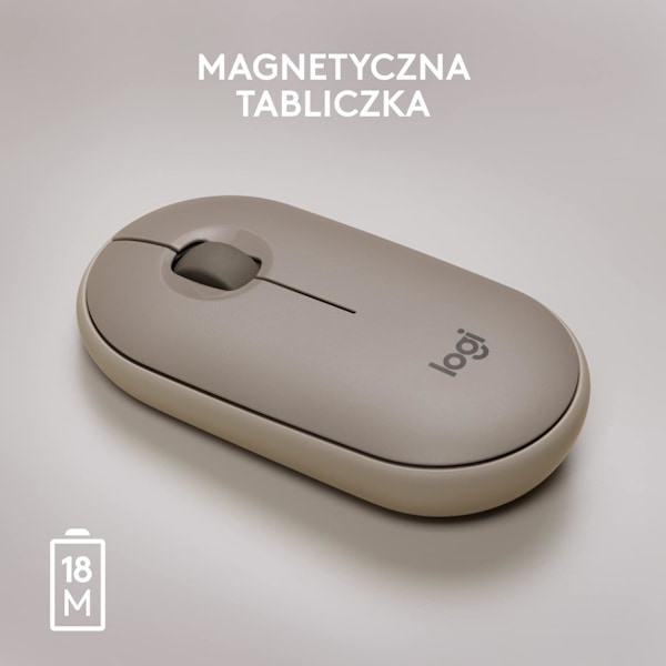 Logitech M350 Pebble Trådløs Mus med Bluetooth eller 2.4 GHz Mottaker, Stille, Slank Datamus med Stille Klikk Grey