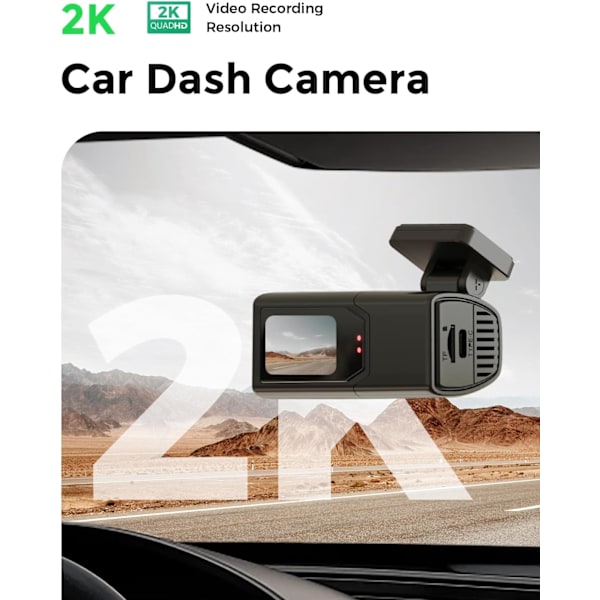 Dash-kamera 2K 1440P WiFi autokamera 1,47 tuuman IPS-näytöllä, 2K etukamera autoille, Mini dash-kamerat autoille yökuvausominaisuudella, 24 tunnin pysäköinti