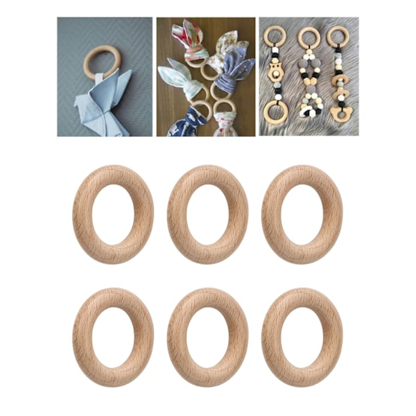30 stk. Trering Ubehandlet Robust Bøg Fint Poleret Nem Farvning Makrame Ringe til Håndværk DIY Dekoration 5cm