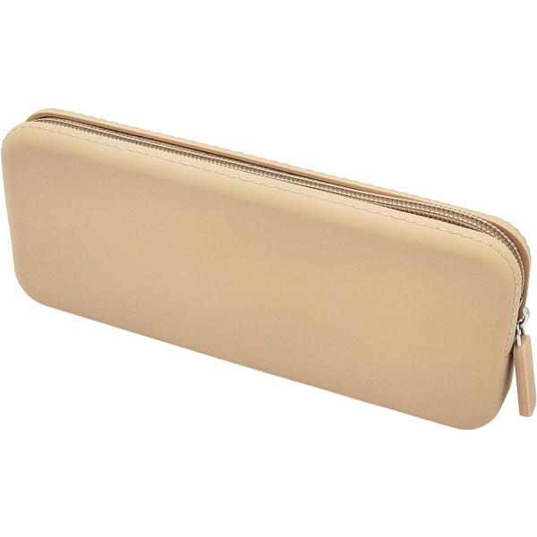 Case, vattentät silikonväska för kosmetika, pennväska, multifunktionell case Estetisk, förvaringsväska med blixtlås (brunt) Tan