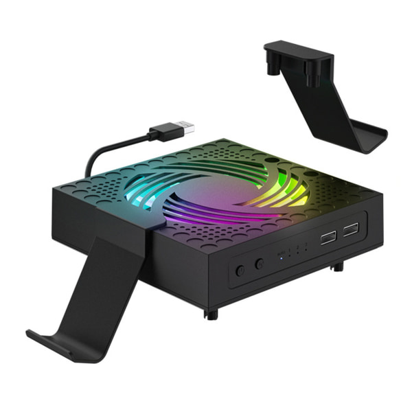 Køleblæser Støvtæt til Xbox Series X 2000RPM 13 RGB-lystilstande Ventilator Kølersystem Opbevarbart gamepad-headset