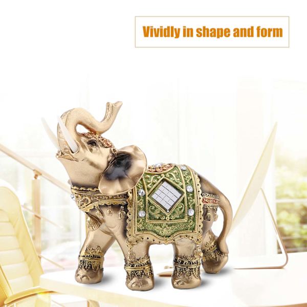 Lycklig Feng Shui Grön Elefant Staty Skulptur Välstånd Figur Souvenir Heminredning L