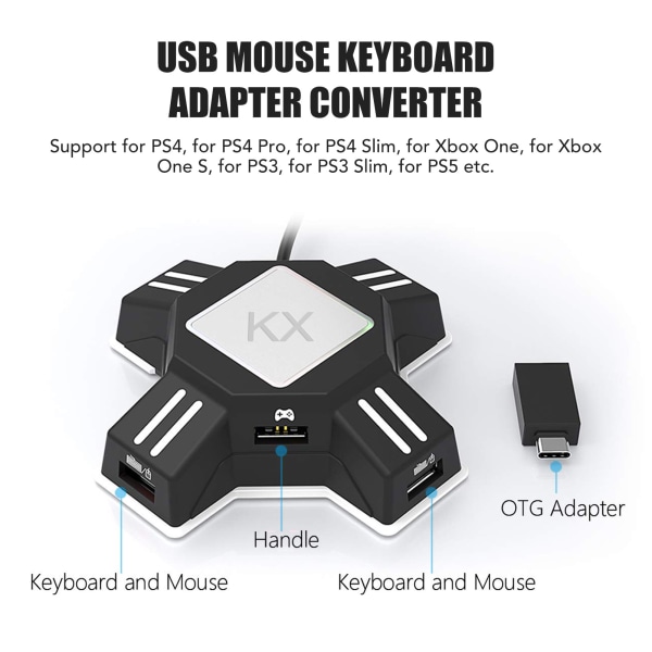 USB Tastatur Mus Konverter for PS4 100mA 5V Fullstendig Kompatibel Kablet Konsoll Adapter