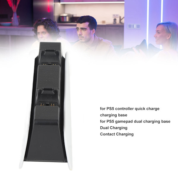 PS5 Dual-latausasema Type C -liittimellä, nopea lataus, kaksi ohjainta, latausteline, telakointiasema latausindikaattorilla