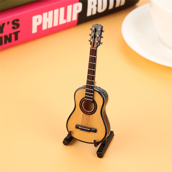 Miniatyr Tre Gitarmodell Display Mini Musikk Ornamenter Håndverk Hjem Decor