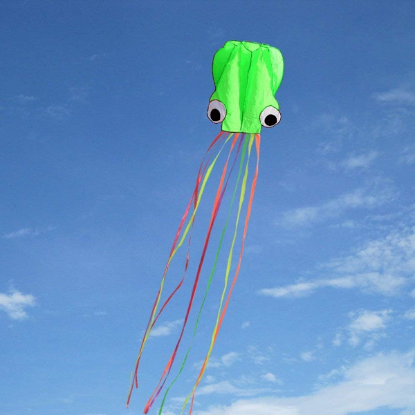 Kite Pakke 3 Farger Vakker Stor Enkel Flyer Kite for Barn-Programvare Blekksprut-Det er stort! 31 Tommer Bred med Lang Hale 157 Tommer Lang-Perfekt for Beac