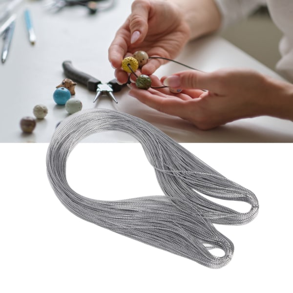 Metalltråd 5-pack 100 Yards Metallisk broderitråd Hangtag-tråd för tillverkning av armbandssmycken Silver