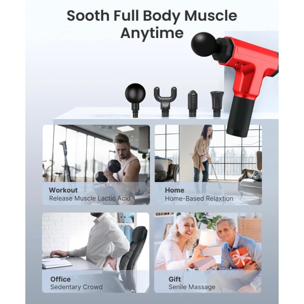 Power Upgrade Massage Gun för Deep Tissue, 2024 Ny Atlet Impact Muscle Massage Gun, Kraftfull bärbar elektrisk handhållen Deep Tissue Massage Gun, Present