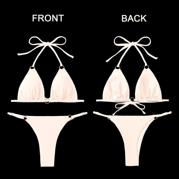 WJSMSexy Bikinier for kvinner 2-delt Bikini Spaghetti Stropp Badedrakter Ensfarget Badetøy Badetøy Trekantet badedrakt White S