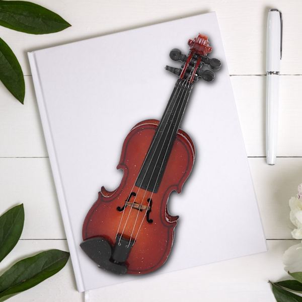 Miniatyr Fiolin Modell i Tre, Mini Musikk Instrument Modell, Skrivebordsdekorasjon, Gave 8cm