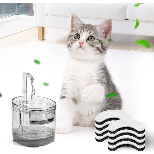Katte Vandfontænefiltre, 8 Pak Pet Fountain Udskiftningsfiltre Passer til Clear Cat Vandfontæne, Hund Vanddispenser 8 Filters