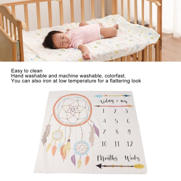 Baby Milestone Tæppe Blødt Komfortabelt Sødt Mønster Vaskbart Baby Månedstæppe til Fotografi rekvisitter