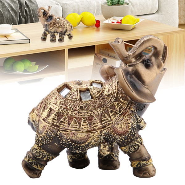 Lucky Feng Shui Golden Elephant Statue Sculpture Wealth Figurine Gift Home Decoration