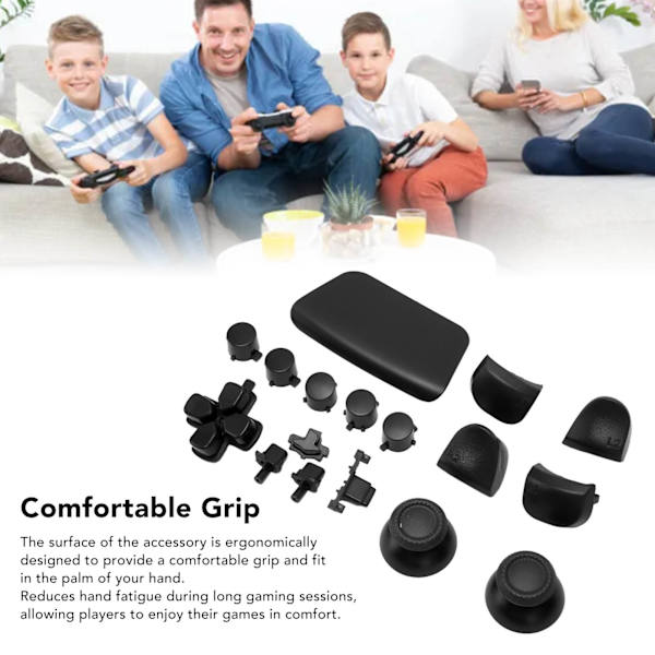 16 stk. Spillkontroll-erstatningsknapper for PS5-kontroller - Erstatningsknapper for tommelfinger, avtrekkerknapper for PS5-kontroller Black