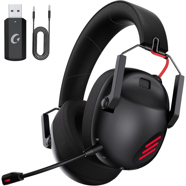 Trådløst Gaming Headset til PC, PS5, PS4, Mac, Nintendo Switch, Gaming Headset med mikrofon, Bluetooth 5.3 Gaming Headset Trådløst, KUN 3,5 mm