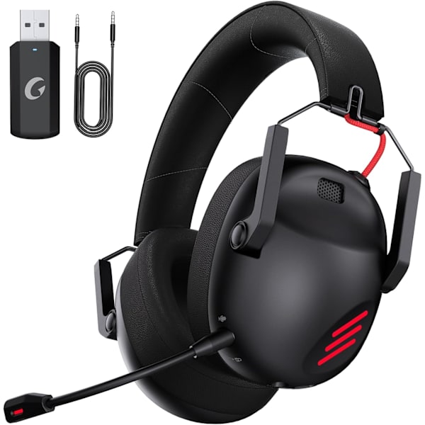 Trådlöst Spelheadset för PC, PS5, PS4, Mac, Nintendo Switch, Spelhörlurar med Mikrofon, Bluetooth 5.3 Spelheadset Trådlöst, ENDAST 3,5 mm