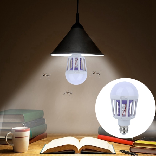 2-i-1 hushålls LED Mosquito Killer E27 glödlampa för kök Supermarket Kontorsdekoration 9W 110V