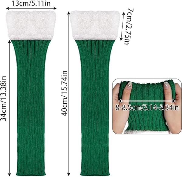 Fuzzy pelsmanchetter til kvinder - Vinter jule-dansebenvarmere, perfekte til cosplay-kostumefester og festlig stil Green