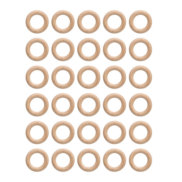 30 kpl Puupitäjiä, Raaka, Kestävä Koivu, Hienosti Kiillotettu, Helppo Värittää, Makrame-Rengas, Käsityö DIY-Koristeluun 5cm