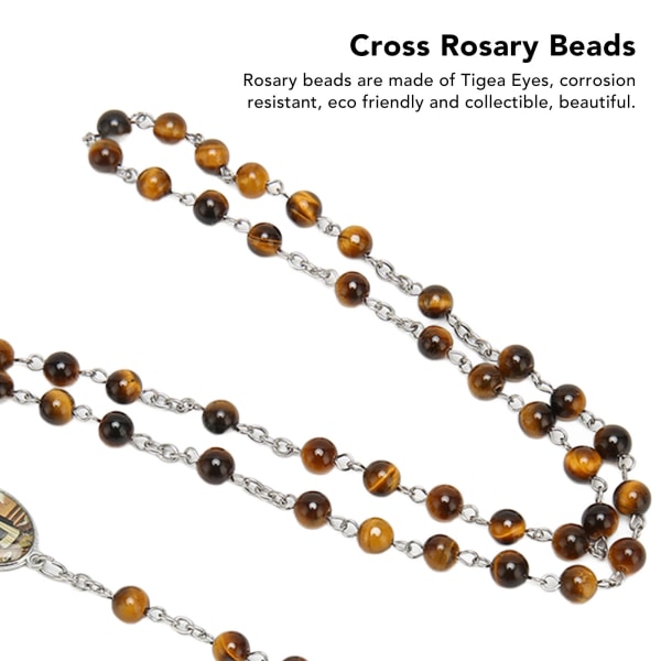 Bön Rosenkrans Pärlor Lycka Till Handgjorda miljövänliga Tigea Eyes Cross Katolska Rosenkrans Pärlor för män kvinnor