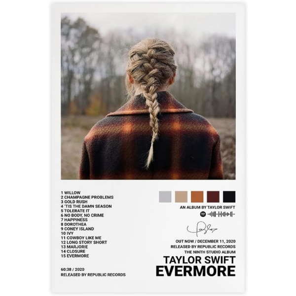 Pop-laulaja Canvas-juliste Taylor Swiftille Huoneen estetiikkaan Canvas-seinätaide Makuuhuone EVERMORE 20*30CM