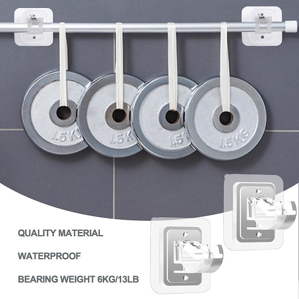 10 stk. borefri gardinstangsbeslag uden boring, selvklæbende gardinstangsbeslag krog uden søm, justerbar gardinstangskrog 10*Transparent
