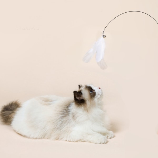 Katt Teaser Elastisk Ståltrådstav Interaktiv Fjäder Teaser Pole Katt Leksak för Uttråkade Innekatter Jaga och Träna Pink