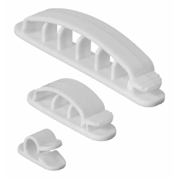 10-Pack - Kabelklämma - Självhäftande Set i Olika Storlekar! Svart