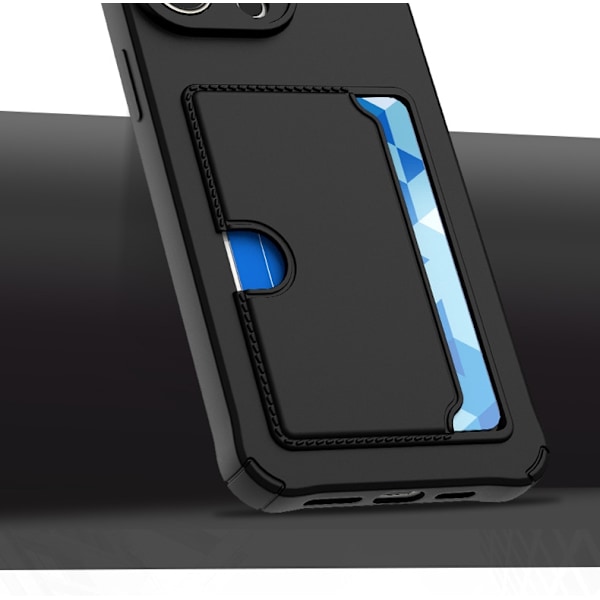 iPhone 13 Shell - mikrokuituinen silikoni-korttikotelo, musta