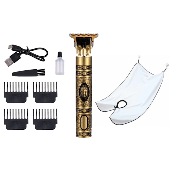 Hår & Skäggtrimmer Deluxe Kit + Gratis rakförkläde - Buddha