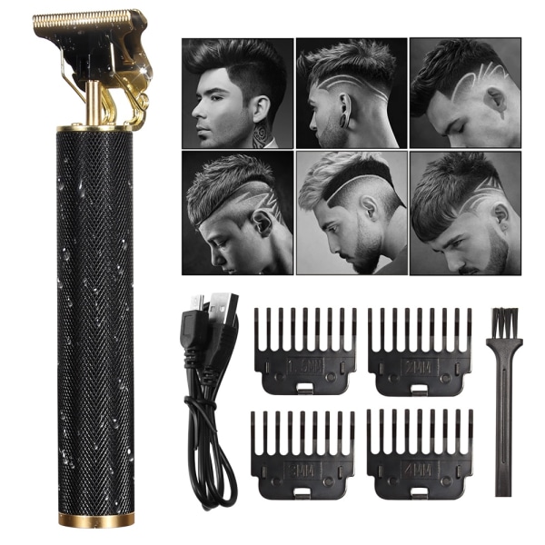 Hår- og skægtrimmer Deluxe Kit + gratis barberforklæde - sort