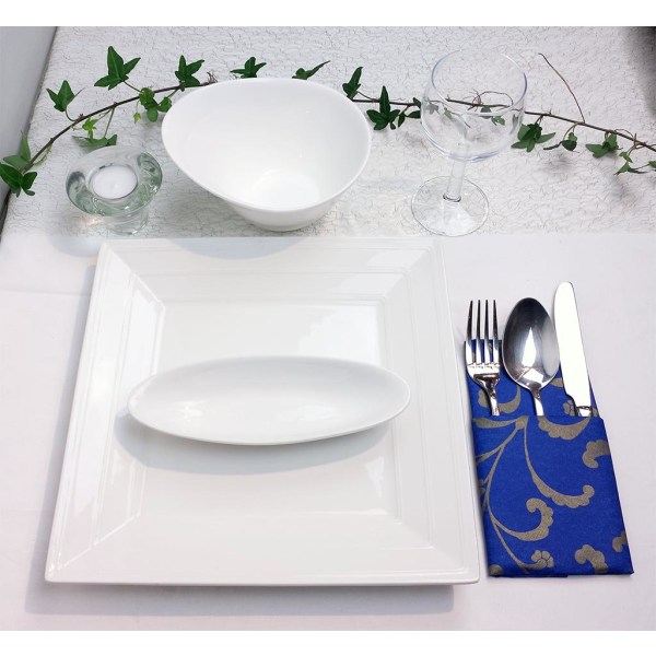Spisestel i porcelæn B002 Tallerken, oval og skål - 10 stk. Vit