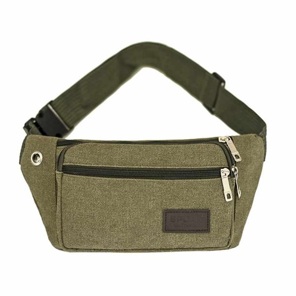 Taljetaske - 3 rum Canvas stof Flere farver Mörkbrun