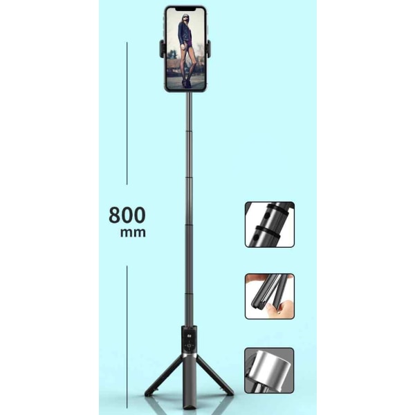 Selfiestick med trådløs kamerafunktion - STAND P70 Svart