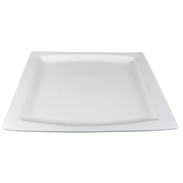 Rektangulær porcelænstallerken med blød form - 6-pakning Vit