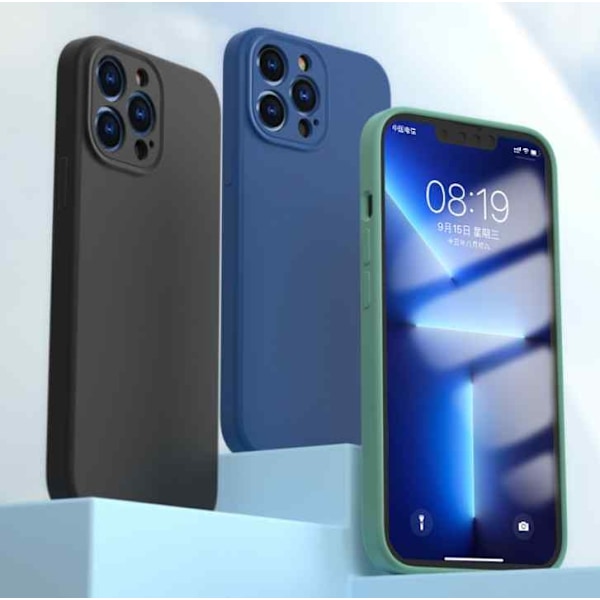 iPhone 13 Pro Skal - Mikrofiber Silikon Mörkgrön
