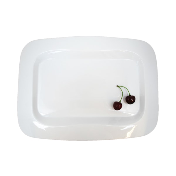 Rektangulær porcelænstallerken Stor bueformet hævet kant - 4-pakning Vit