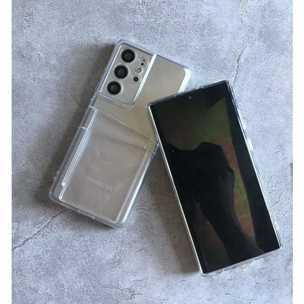 Samsung Galaxy S21 Ultra - Transparent Skal Dubbel Kortfack + He