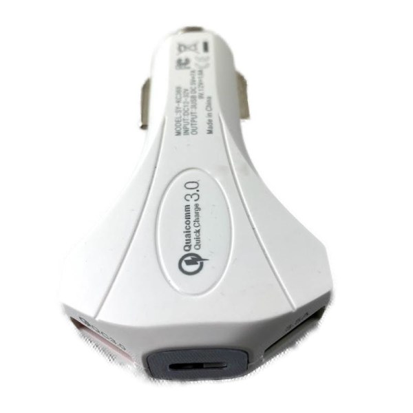 USB Laddare - Bilen 3 Uttag vit Vit