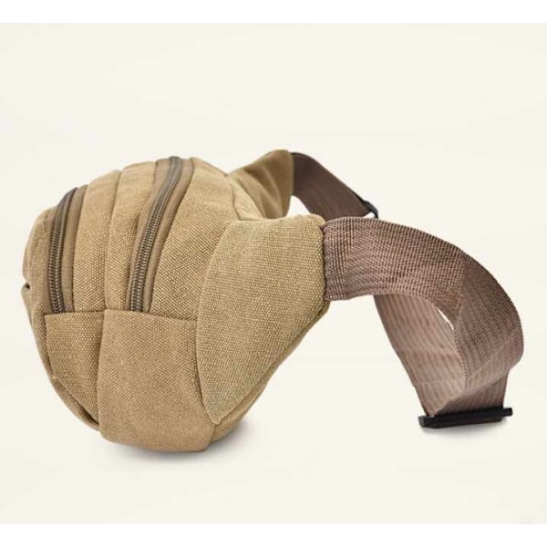 Midjeväska - 3 Fack Canvastyg Justerbar Beige