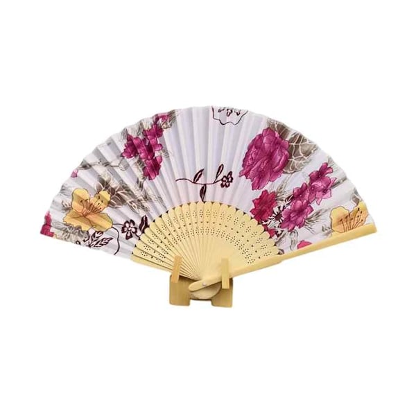 Fan with pattern in red flower Röd
