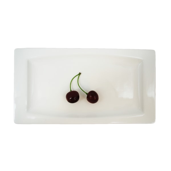 Rektangulær porcelænstallerken Oblong - 8-pakning Vit